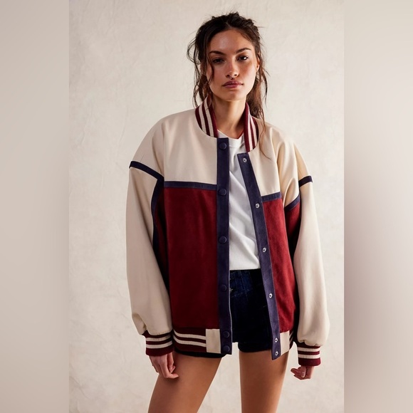 NWT We The Free Stevie Varsity Bomber Jacket